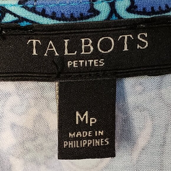 Talbots Blue Crew Neck Short Sleeve Blouse - Picture 4 of 6